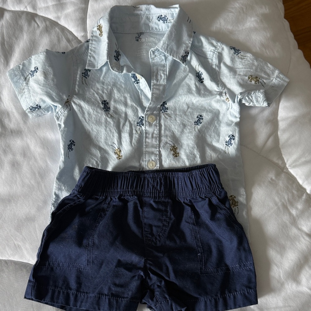 Carter's White and Navy Outfit Set